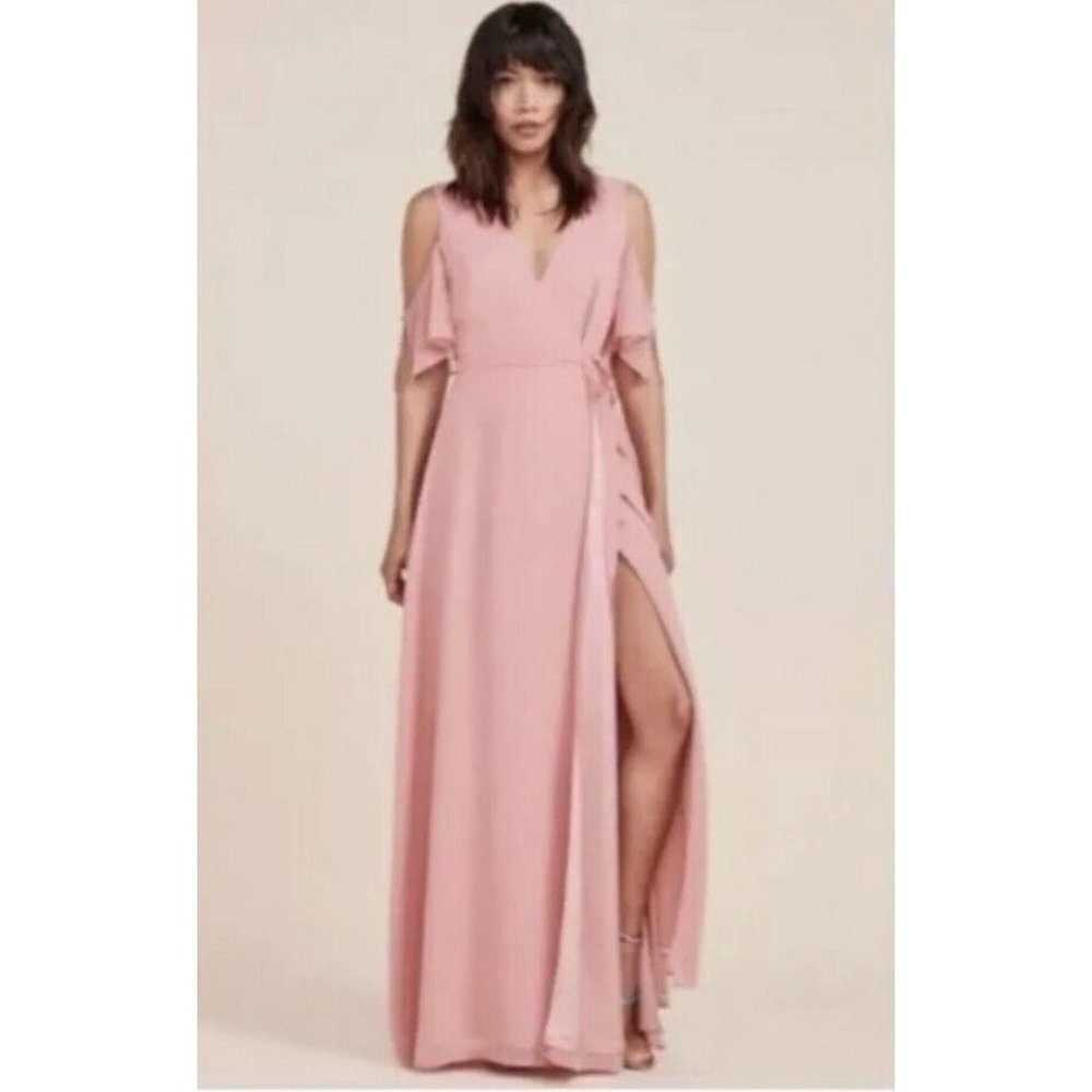 BB Dakota RSVP Womens Melon Sorbet Cold Shoulder Full Wrap Maxi Dress Small